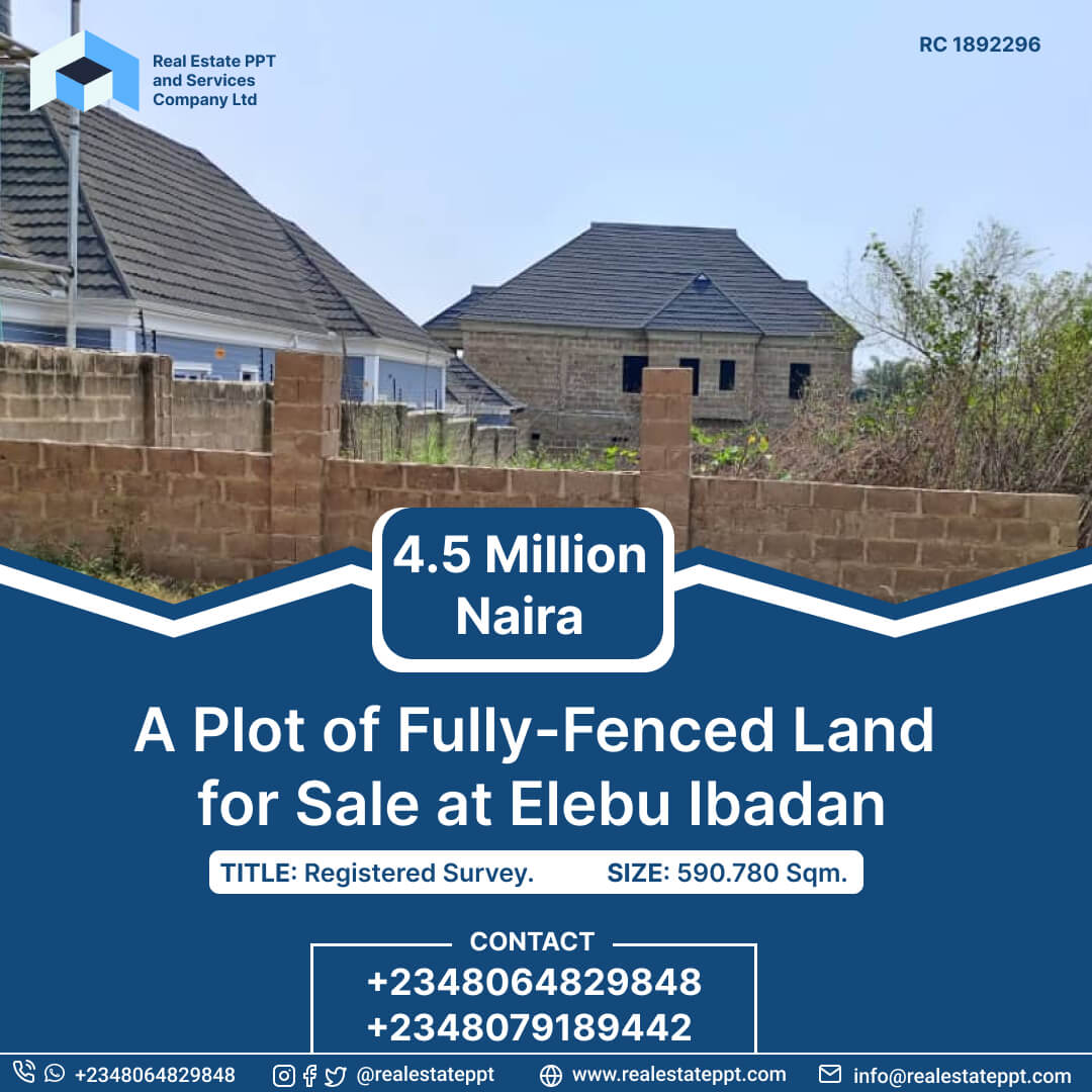 A plot of land for sale at Elebu Ibadan - fully fenced